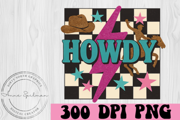 Checkered Howdy Cowboy Scene: A Bold Embroidery Design for Real Projects