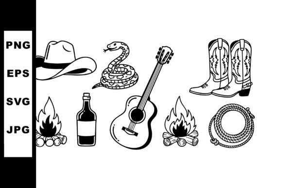 Cowboy Hat Snake Guitar Boots Campfire B Review