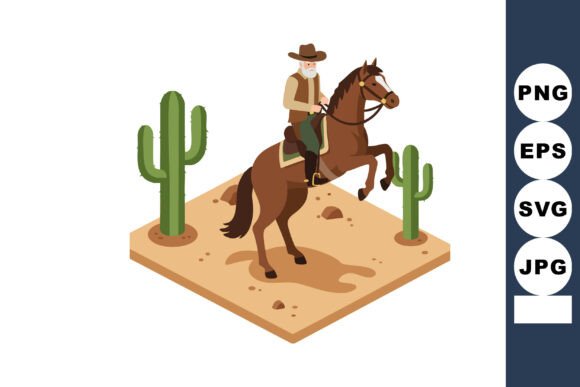 Cowboy Rearing Horse in Desert