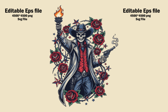Skeleton Cowboy with Torch and Gun Embroidery Design Review