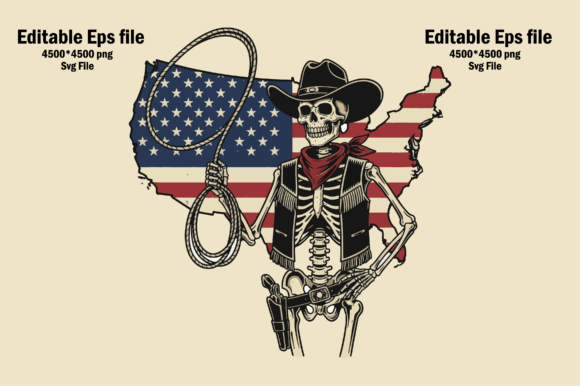 Skeleton Cowboy with Usa Backdrop Embroidery Design Review