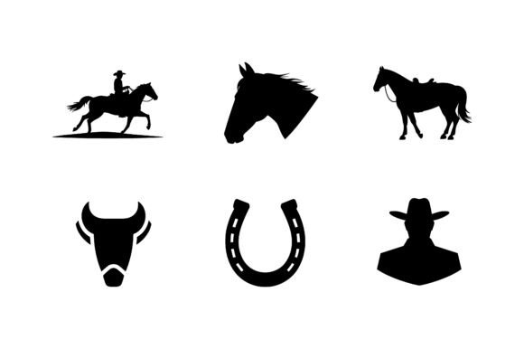 Western Cowboy Rodeo Icon Set EPS Review