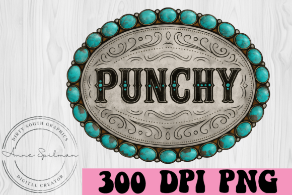 Western Turquoise Punchy Belt Buckle
